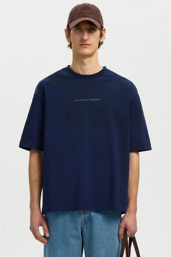 SELECTED MEN Heren Polo's & T-shirts Slhrelaxnorman License Ss Tee Donkerblauw - Foto 5
