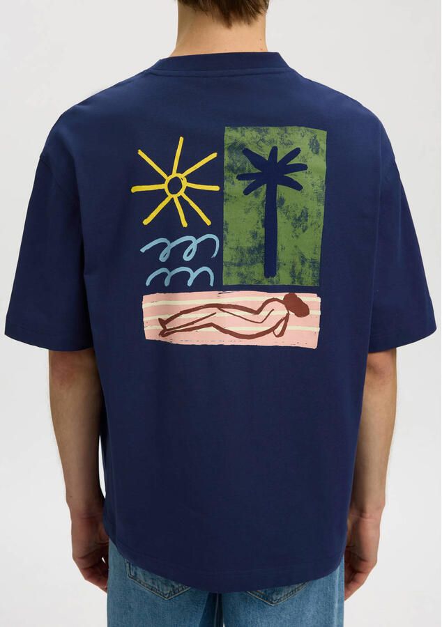 SELECTED MEN Heren Polo's & T-shirts Slhrelaxnorman License Ss Tee Donkerblauw - Foto 6
