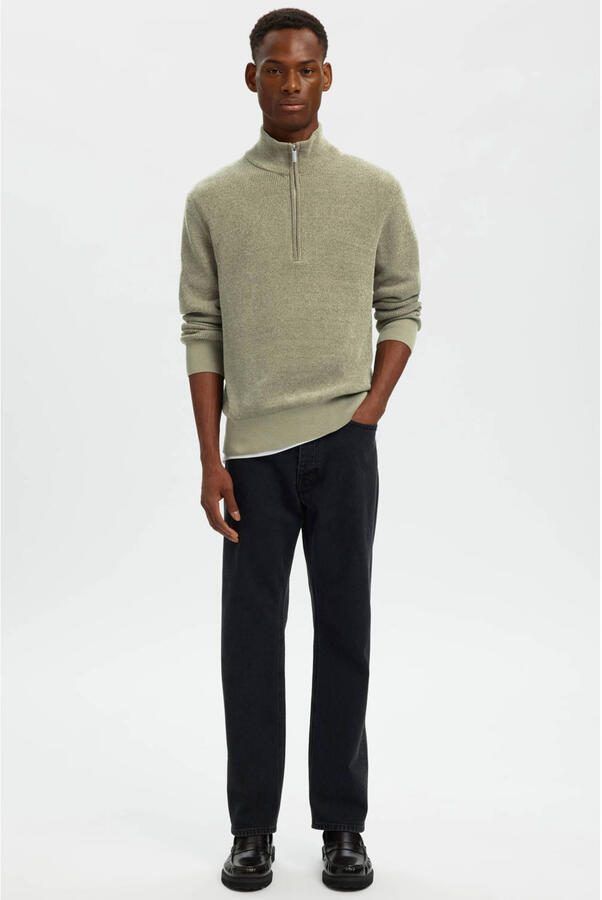 SELECTED MEN Heren Truien & Vesten Slhrodney Ls High Neck Half Zip Groen - Foto 6