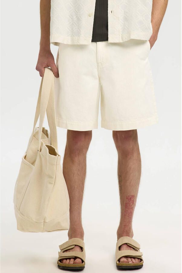 Selected SLHLOOSE MASON denim short ecru