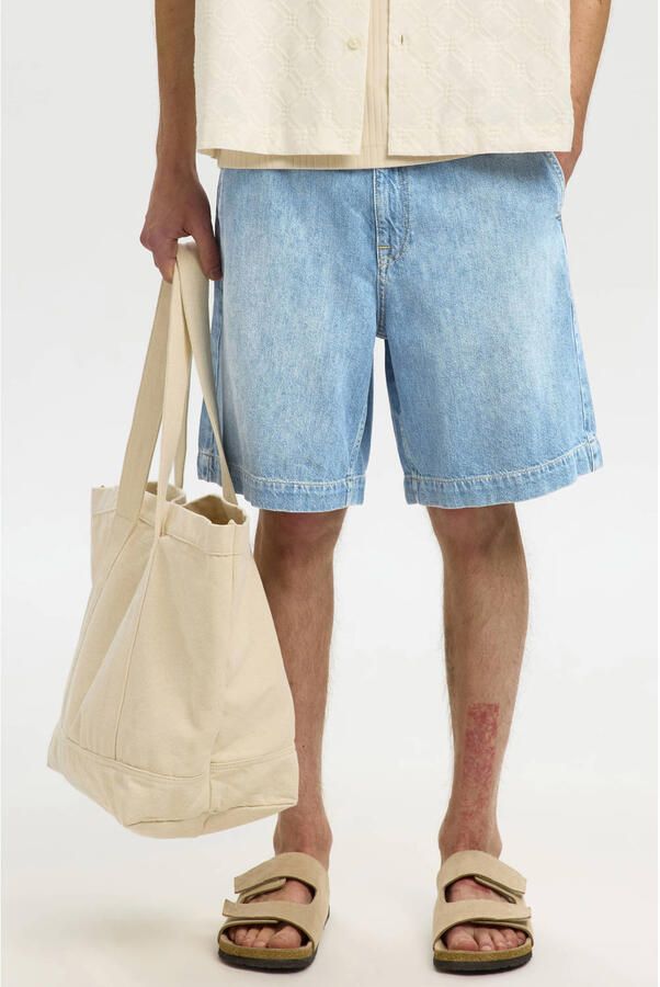 SELECTED MEN Heren Jeans Slhloose Mason Light Blue 802 Dnm Shorts Lichtblauw - Foto 5