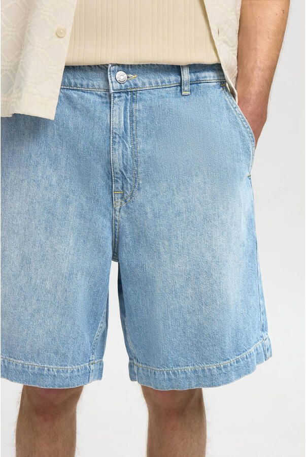 SELECTED MEN Heren Jeans Slhloose Mason Light Blue 802 Dnm Shorts Lichtblauw - Foto 6
