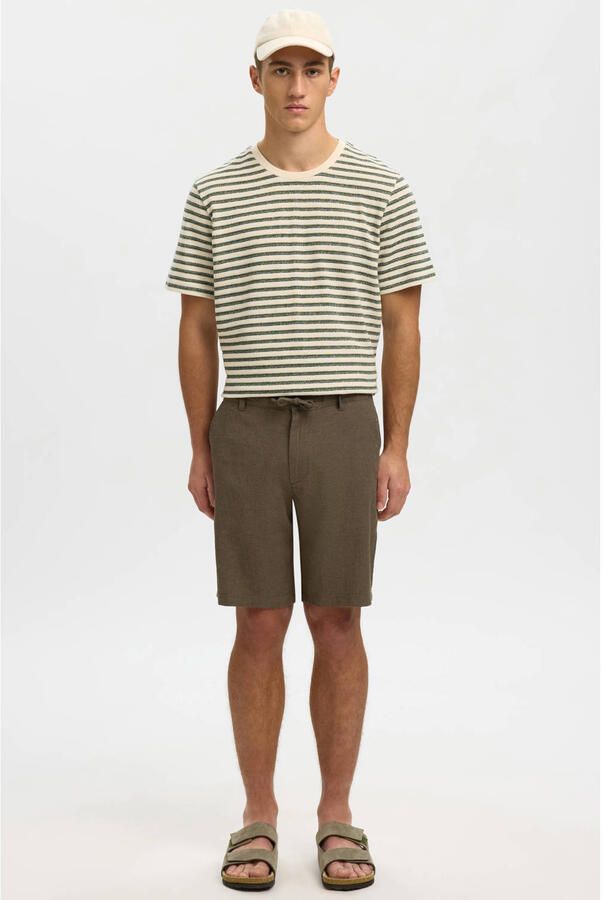 SELECTED MEN Heren Broeken Slhregular-brody Linen Bld Shorts Noos Olijf - Foto 7