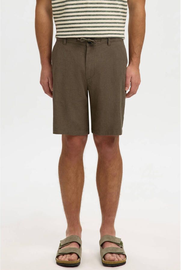 SELECTED MEN Heren Broeken Slhregular-brody Linen Bld Shorts Noos Olijf - Foto 5