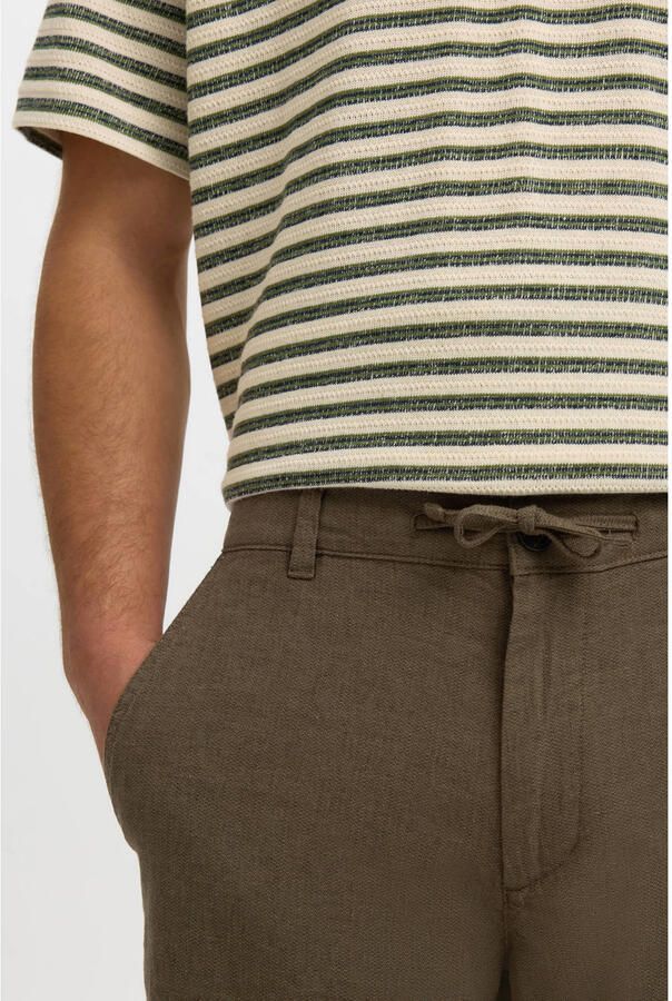 SELECTED MEN Heren Broeken Slhregular-brody Linen Bld Shorts Noos Olijf - Foto 6