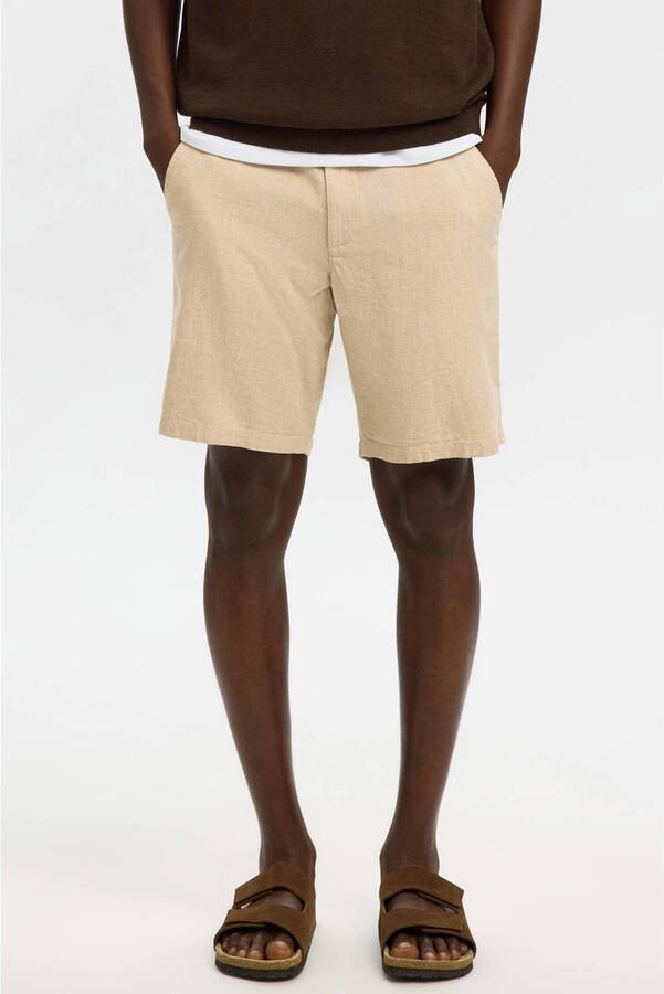 Selected Homme regular fit chino-shorts van mix van katoen en linnen model 'BRODY' - Foto 5