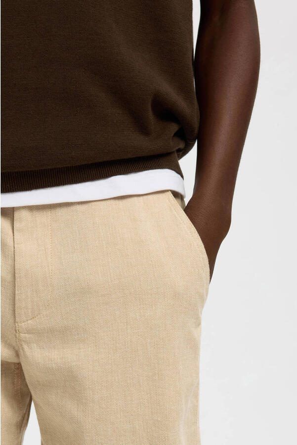 Selected Homme regular fit chino-shorts van mix van katoen en linnen model 'BRODY' - Foto 6