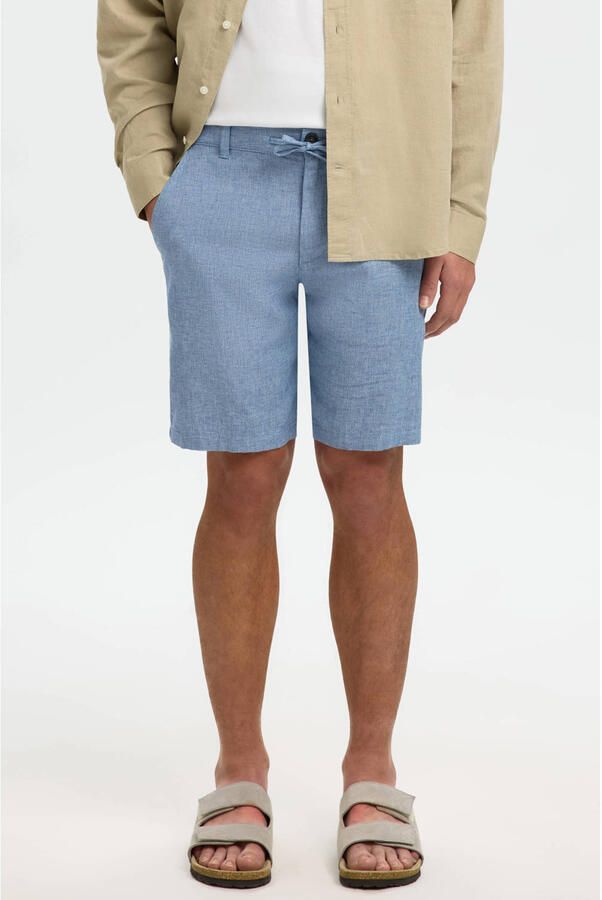 Selected Homme regular fit chino-shorts van mix van katoen en linnen model 'BRODY' - Foto 5
