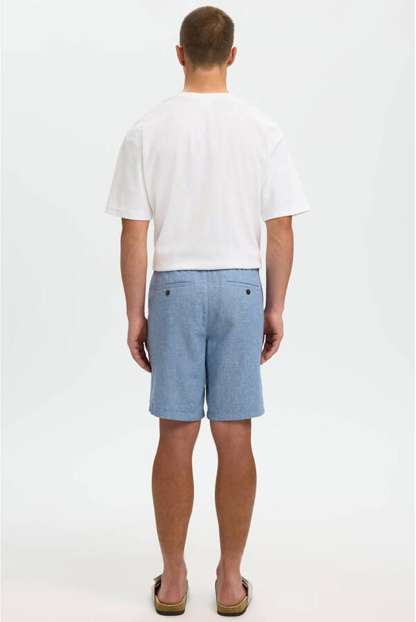 Selected Homme regular fit chino-shorts van mix van katoen en linnen model 'BRODY' - Foto 7