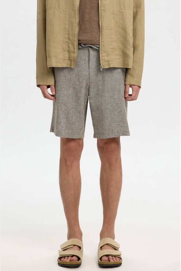 Selected Homme regular fit chino-shorts van mix van katoen en linnen model 'BRODY'