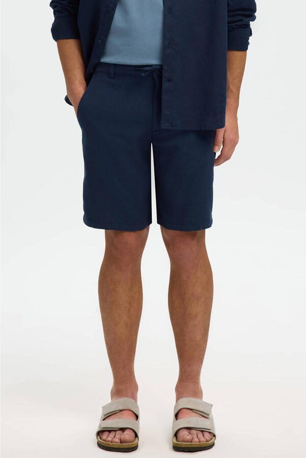 Selected Homme regular fit chino-shorts van mix van katoen en linnen model 'BRODY' - Foto 4