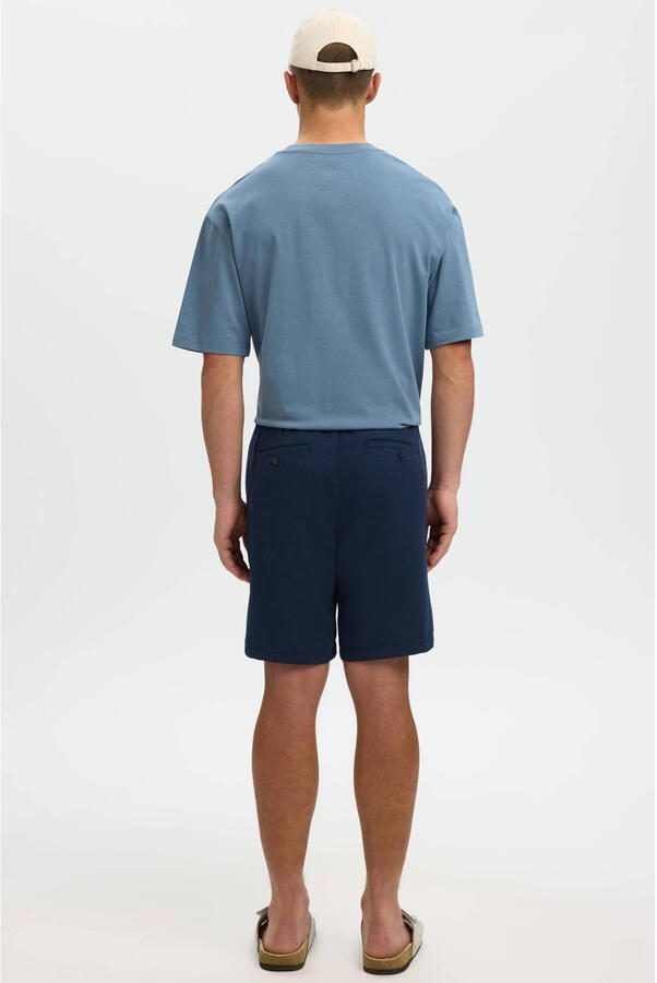 Selected Homme regular fit chino-shorts van mix van katoen en linnen model 'BRODY' - Foto 6