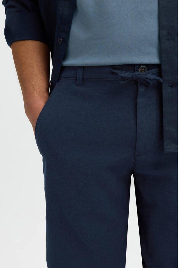 Selected Homme regular fit chino-shorts van mix van katoen en linnen model 'BRODY' - Foto 5