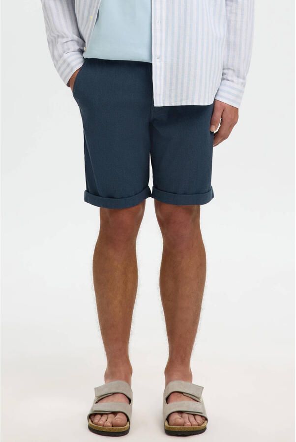Selected Homme Slim fit korte broek met structuurmotief model 'LUTON'