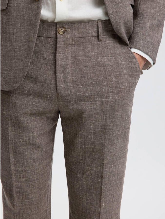 Selected SLHSLIM-OASIS slim pantalon met linnen bruin - Foto 2