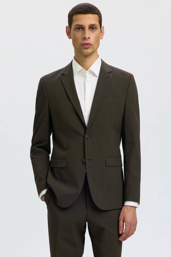 Selected slim fit colbert donkerbruin
