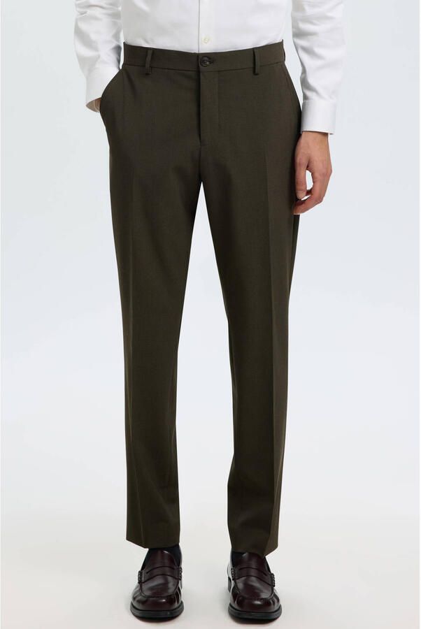 Selected slim fit pantalon donkerbruin