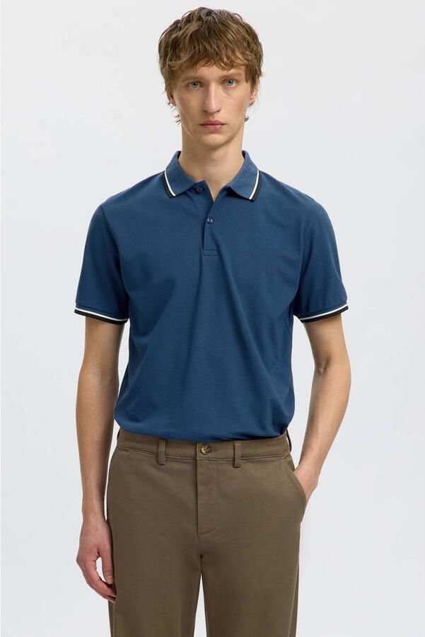 Selected Homme slim fit poloshirt van katoenmix model 'ATLAS'