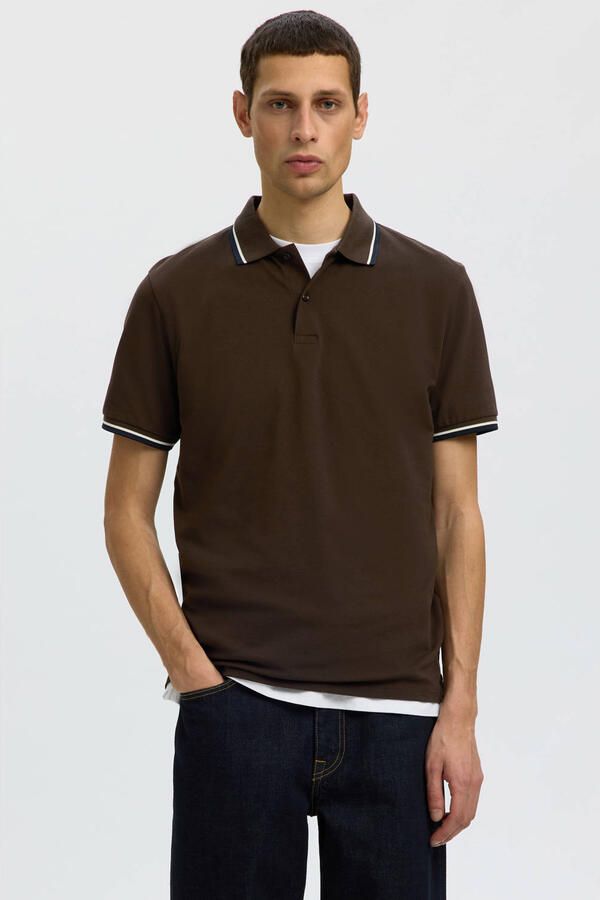 Selected Homme slim fit poloshirt van katoenmix model 'ATLAS'