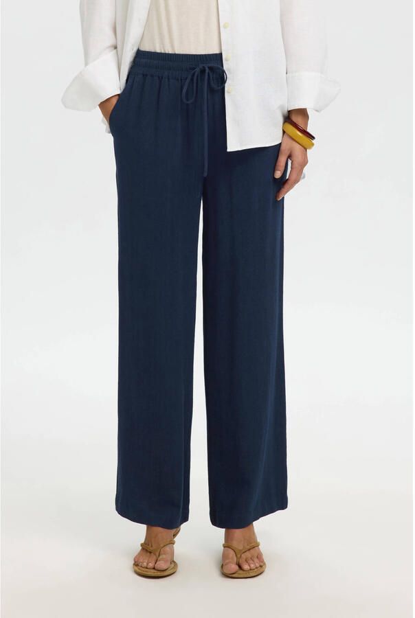 Selected Femme High waist broek van een mix van viscose en linnen model 'VIVA-GULIA'