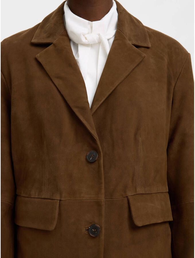 Selected suède oversized blazer bruin - Foto 2