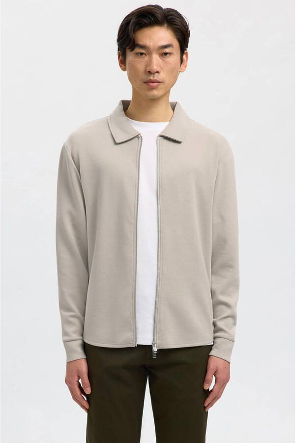 SELECTED MEN Heren Truien & Vesten Slhemanuel Soft Full Zip Sweat Noos Beige - Foto 5