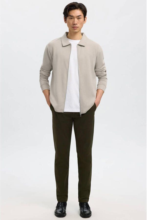 SELECTED MEN Heren Truien & Vesten Slhemanuel Soft Full Zip Sweat Noos Beige - Foto 7