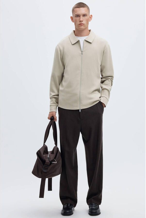 SELECTED MEN Heren Truien & Vesten Slhemanuel Soft Full Zip Sweat Noos Beige - Foto 6