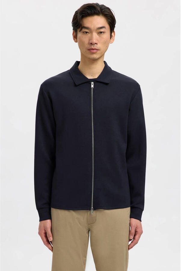 SELECTED MEN Heren Truien & Vesten Slhemanuel Soft Full Zip Sweat Noos Donkerblauw - Foto 5