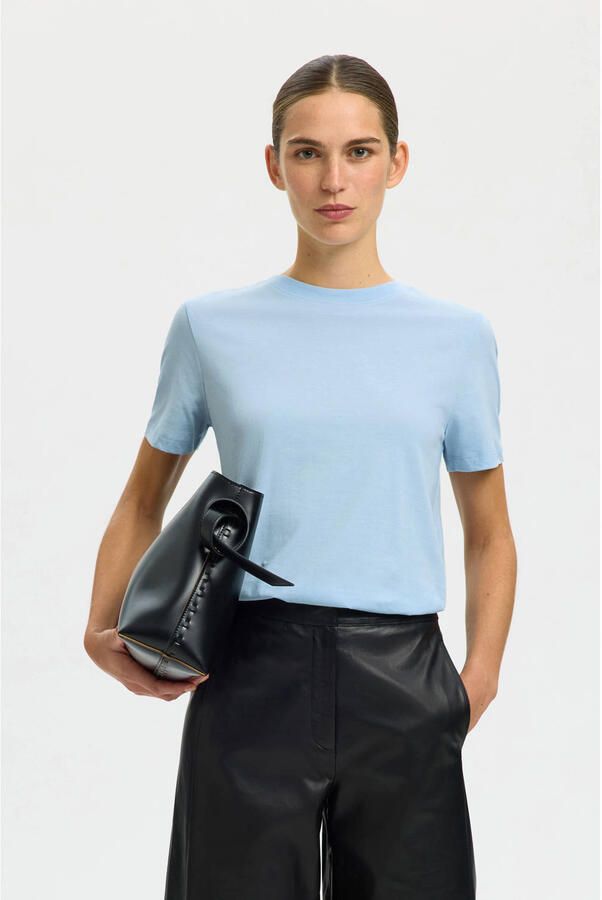 Selected Femme Essential O-Neck T-shirt Cashmere Blue Dames