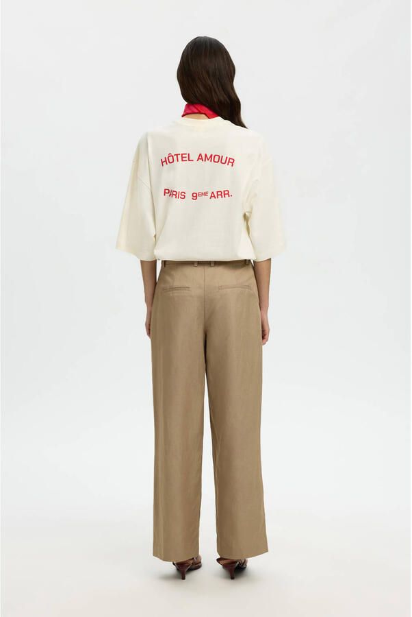 Selected T-shirt met backprint ecru - Foto 2