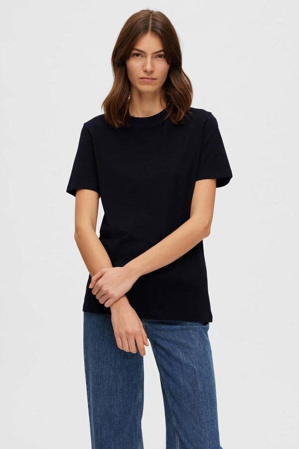 SELECTED WOMEN Dames Tops & T-shirts Slfmyessential Ss O-neck Tee Zwart - Foto 6