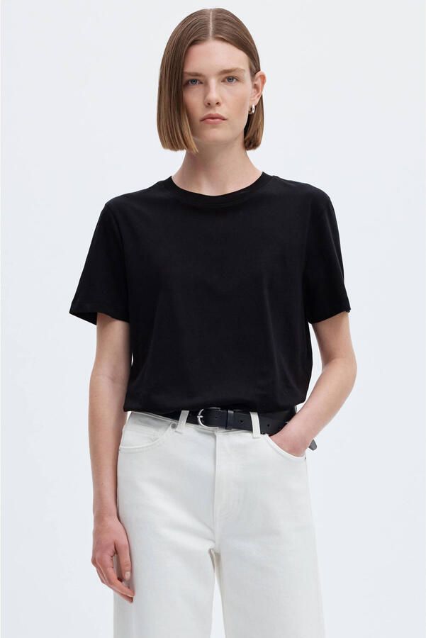 Selected Femme Biologisch katoenen T-shirt Klassiek Ontwerp Black Dames - Foto 8