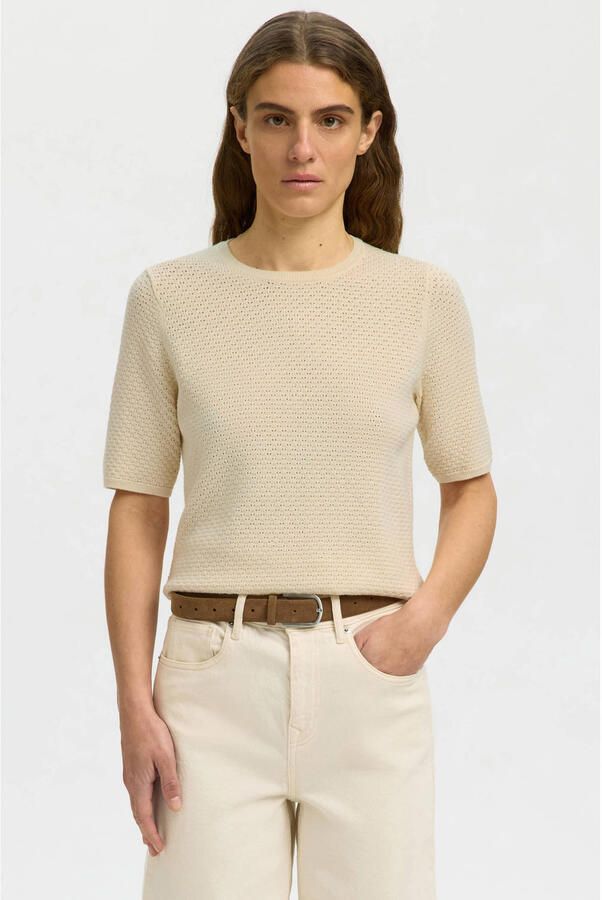 SELECTED WOMEN Dames Truien & Vesten Slfhelle 2 4 Knit O-neck Creme - Foto 5