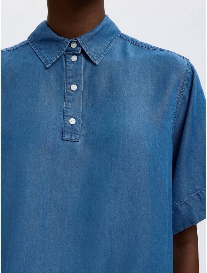 SELECTED WOMEN Dames Blouses Slfjanna Oversize 2 4 Polo Shirt Blauw - Foto 6