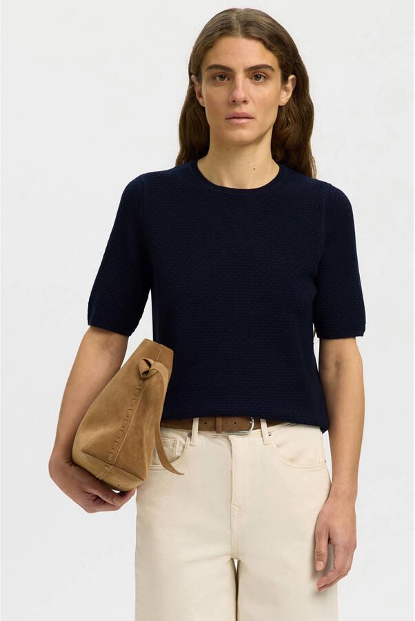 Selected top zwart gebreid