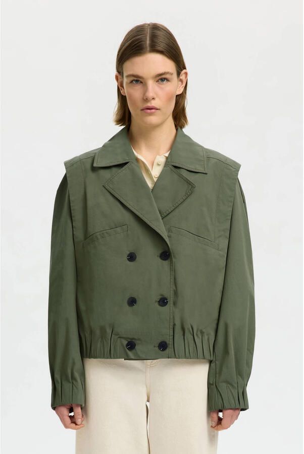 Selected trenchcoat olijfgroen