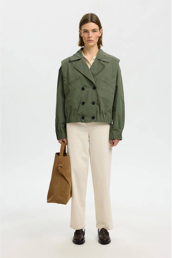 Selected trenchcoat olijfgroen - Foto 2
