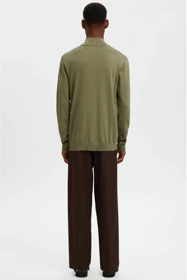 SELECTED MEN Heren Truien & Vesten Slhberg Half Zip Cardigan Noos Khaki - Foto 7