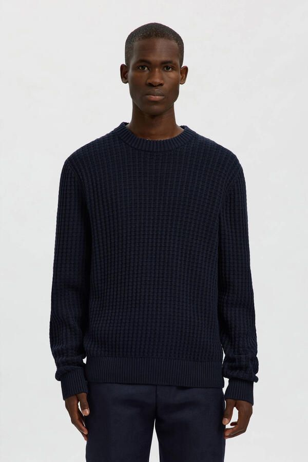 Selected Homme Regular fit gebreide pullover van puur biologisch katoen model 'TOM'