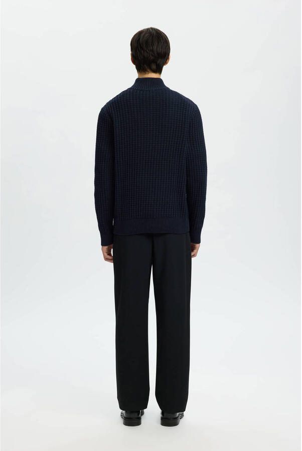 SELECTED MEN Heren Truien & Vesten Slhtom Ls Knit Structure Half Zip Donkerblauw - Foto 6