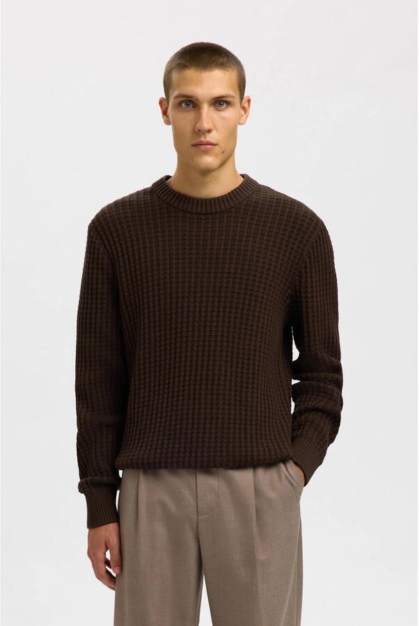 Selected Homme Regular fit gebreide pullover van puur biologisch katoen model 'TOM'