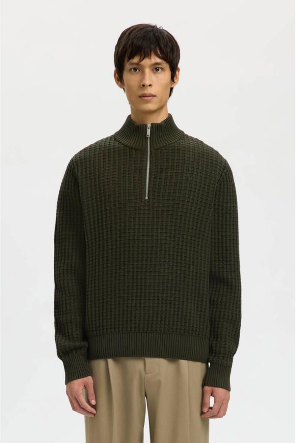Selected Homme Regular fit schipperstrui in wafelstructuur model 'TOM'