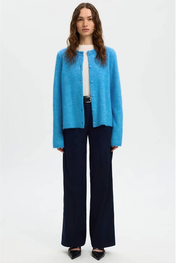 Selected vest met wol blauw gebreid - Foto 2