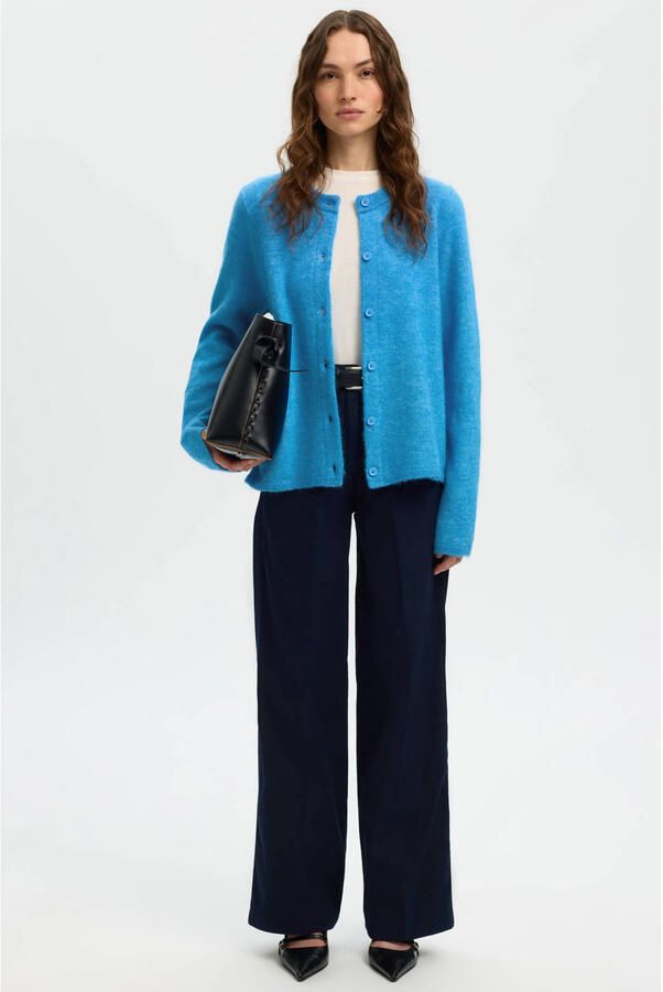 Selected vest met wol blauw gebreid - Foto 3