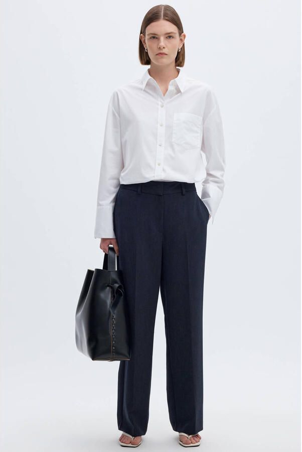 SELECTED FEMME Dames Broeken Slfrita Mw Wide Pant Donkerblauw - Foto 3