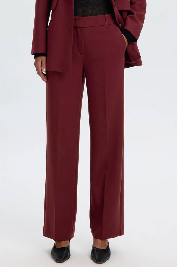 SELECTED WOMEN Dames Broeken Slfrita Mw Wide Pant Mel Bordeaux - Foto 5