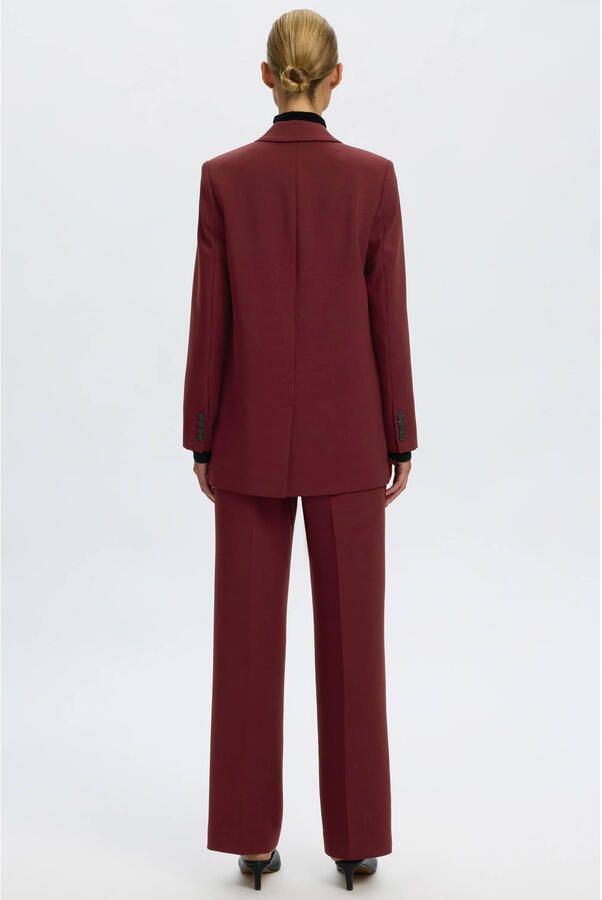 SELECTED WOMEN Dames Broeken Slfrita Mw Wide Pant Mel Bordeaux - Foto 7