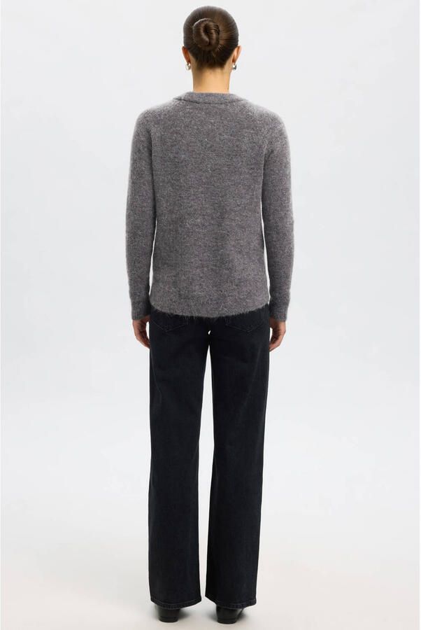 SELECTED FEMME Dames Truien & Vesten Slflulu Ls Knit O-neck Grijs - Foto 9