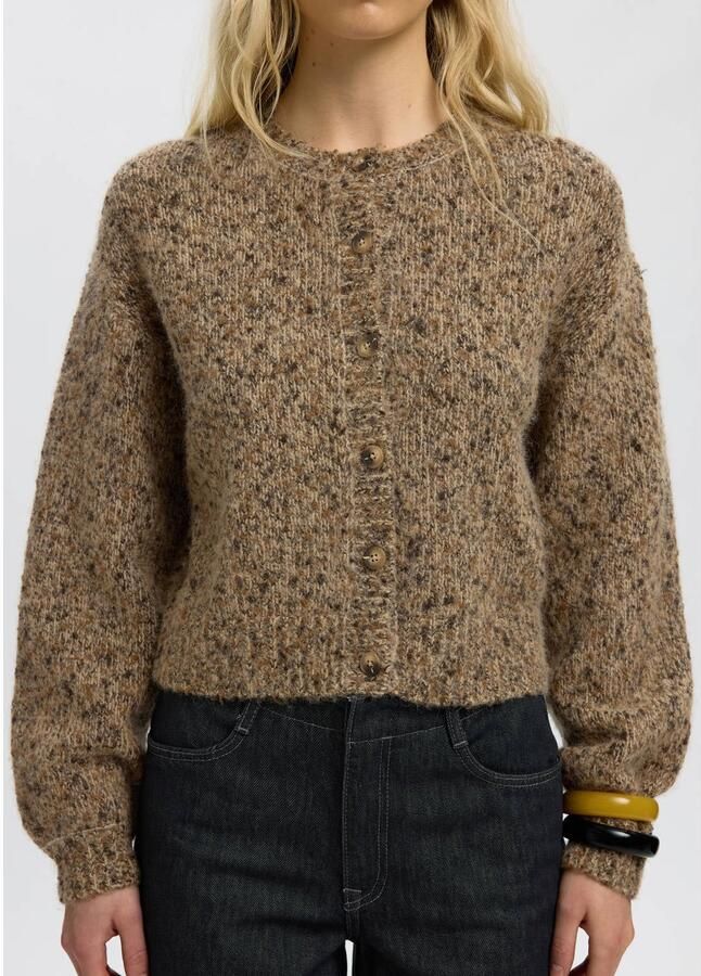 Selected Women gebreid vest met wol bruin - Foto 2